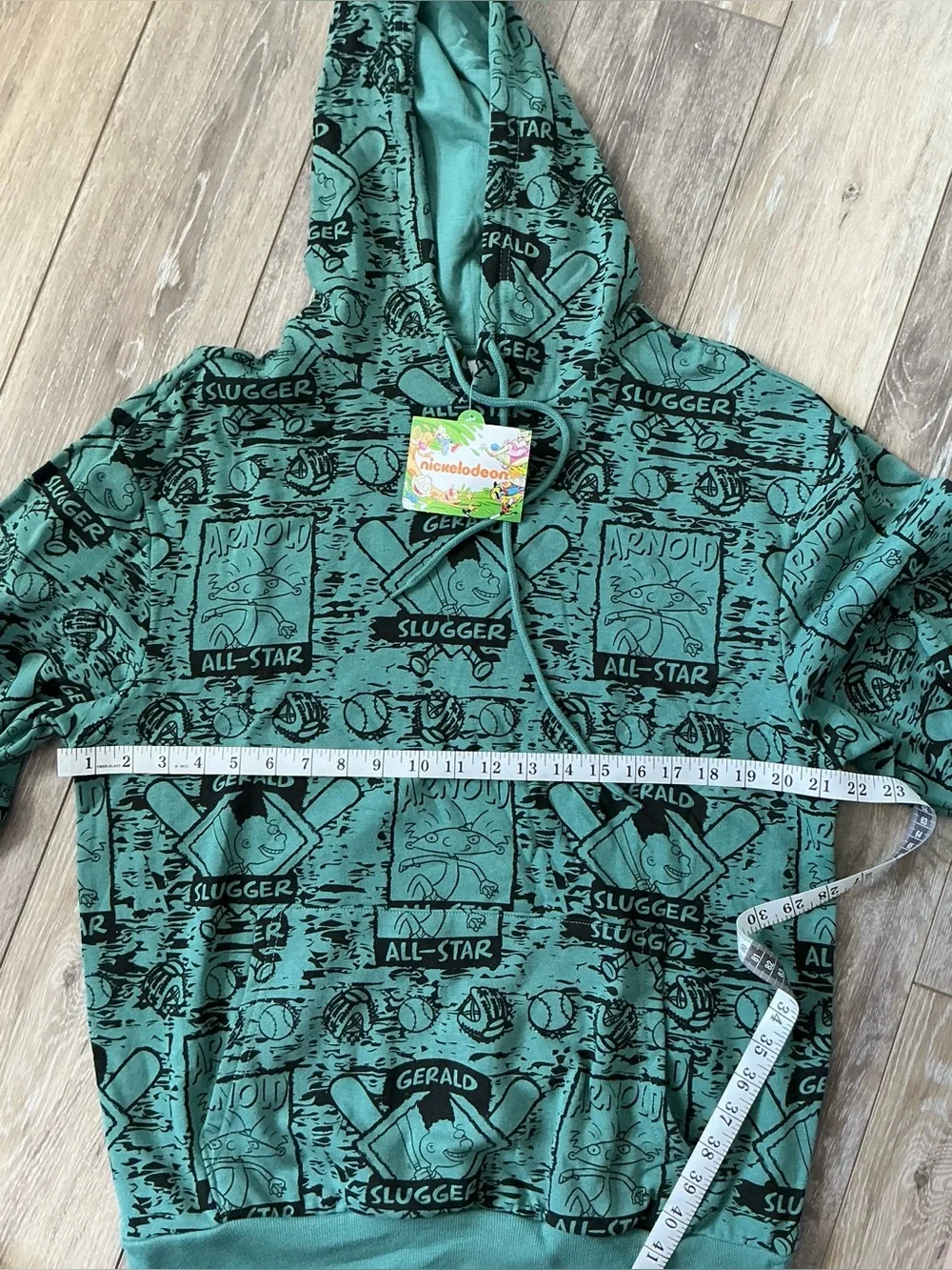 NWT Nickelodeon Teal Gerald Slugger Crewneck Hoodie Size Medium